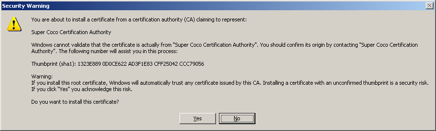 Internet Explorer: Install Certificate 2